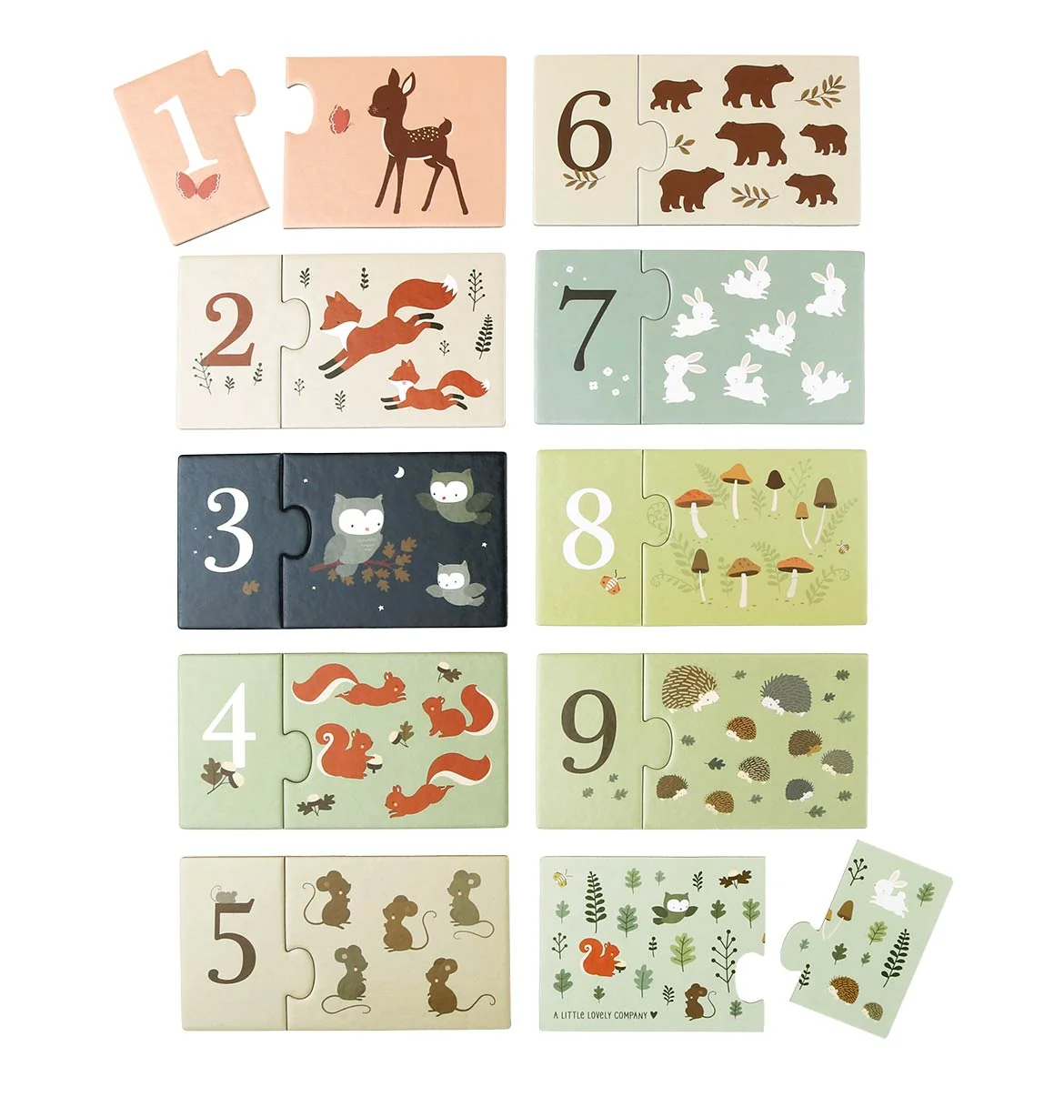 A Little Lovely Company přiřazovací puzzle – počítání s kamarády z lesa