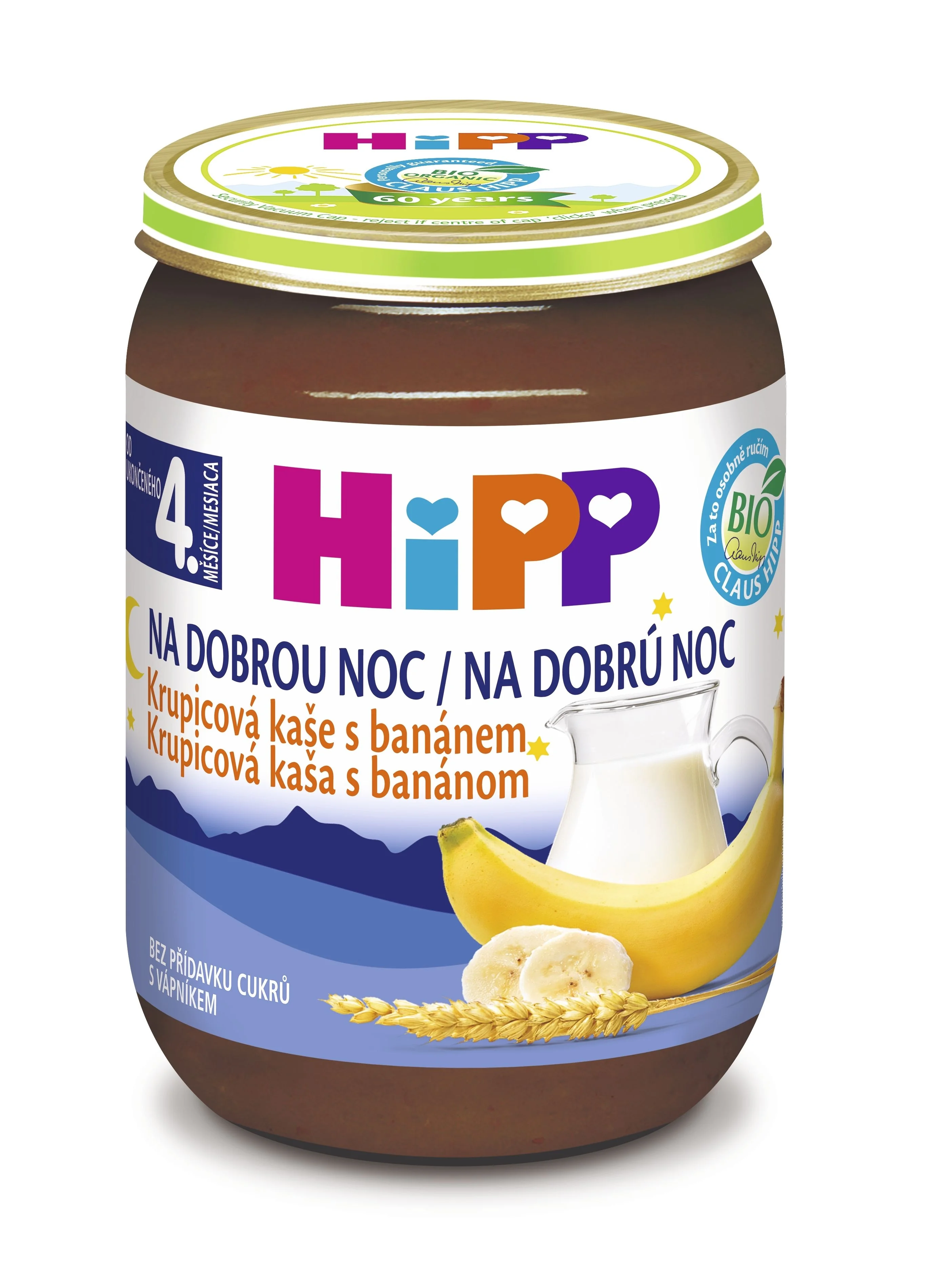 HIPP BIO Kaše na dobrou noc krupicová s banánem 190g