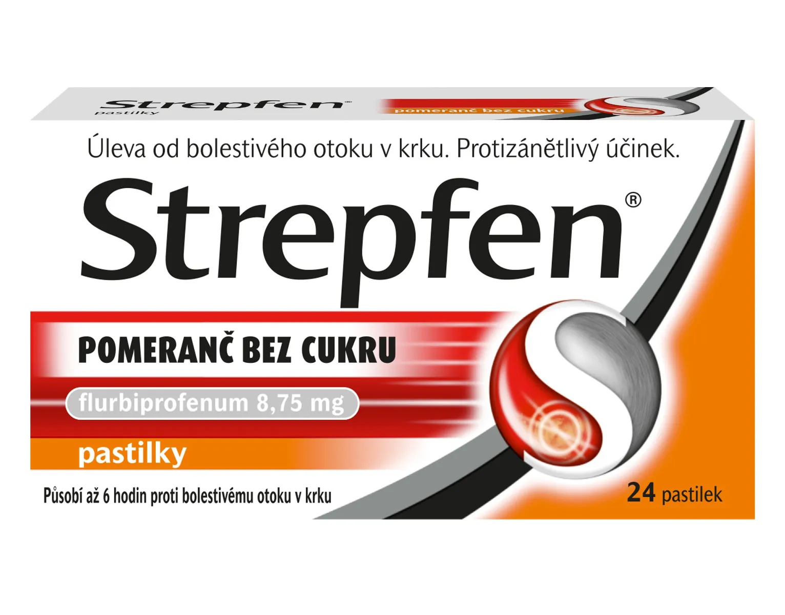 Strepfen Pomeranč bez cukru 8,75 mg 24 pastilek