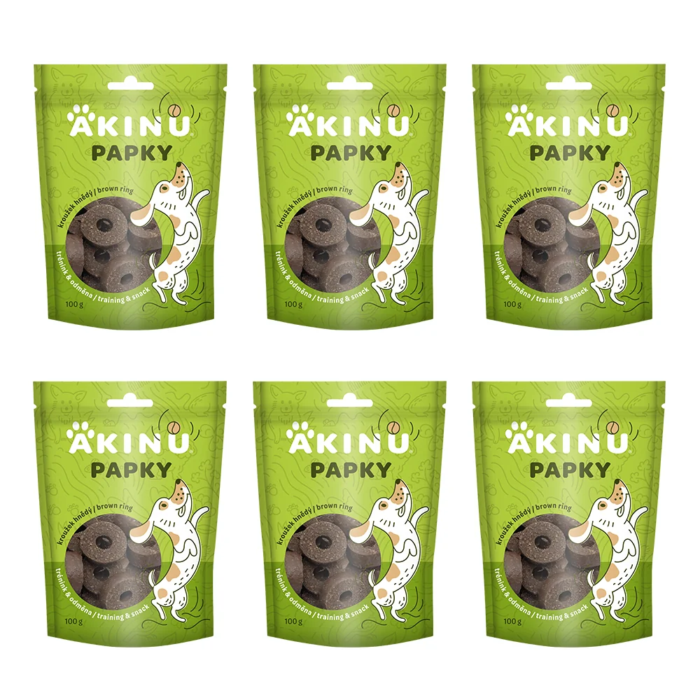 Akinu PAPKY Kroužek hnědý pamlsek pro psy 6 x 100 g