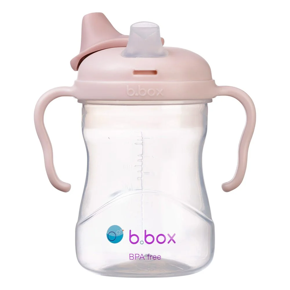 B.BOX Hrneček s pítkem 240 ml + Univerzální silikonový pásek - set růžový
