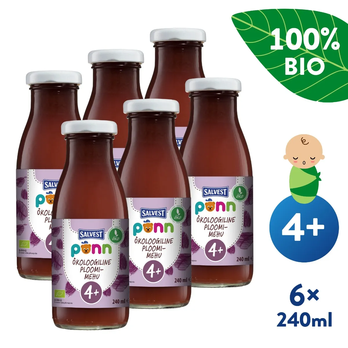 SALVEST Põnn BIO Švestková šťáva s dužinou 6x240 ml