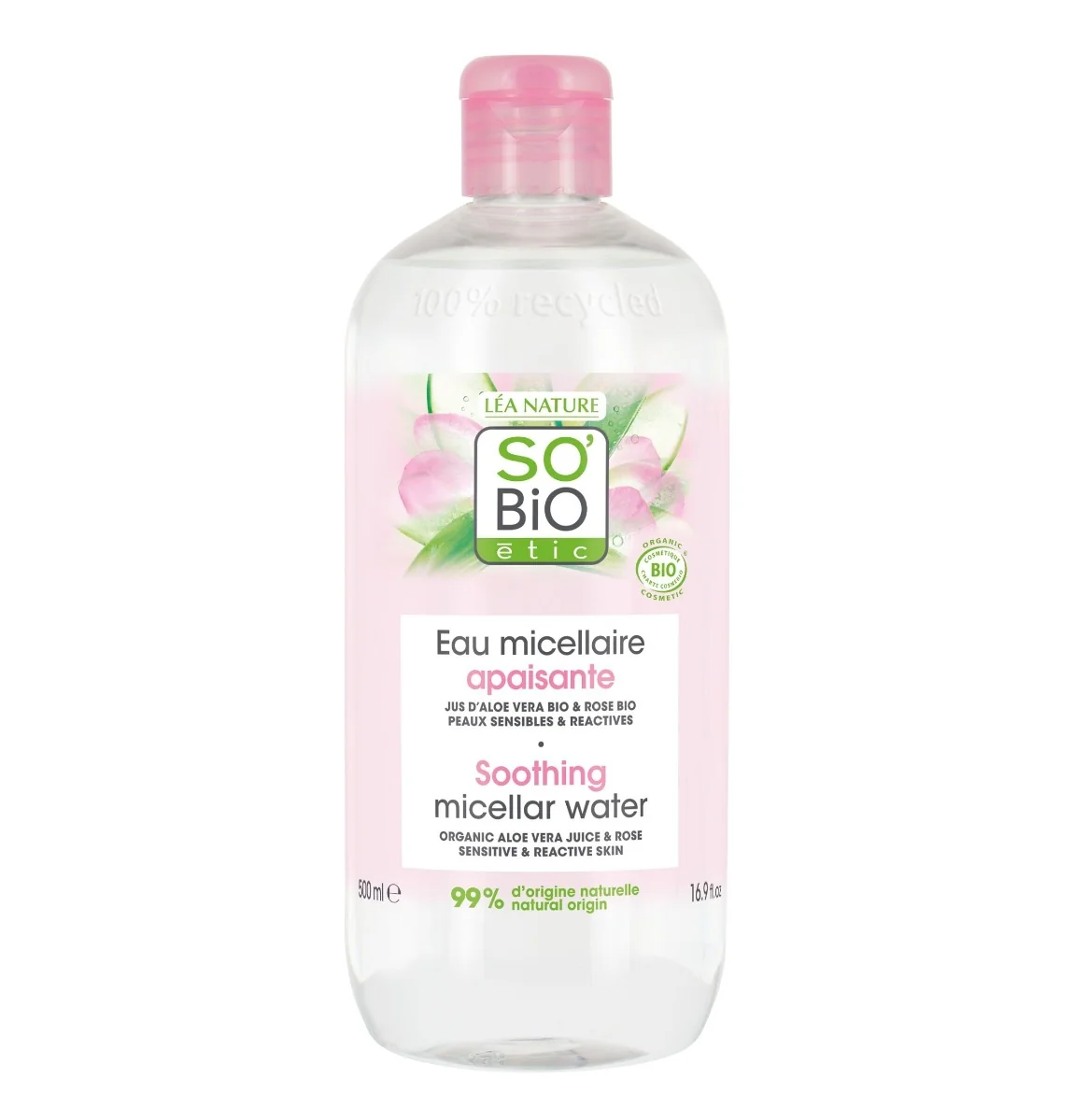 SO’BiO étic Zklidňující micelární voda s Aloe vera BIO 500 ml