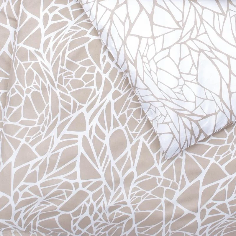 SCANquilt povlečení SATÉN DESIGN glass béžovobílá+bílobéžová 140 x 200/70 x 90 cm