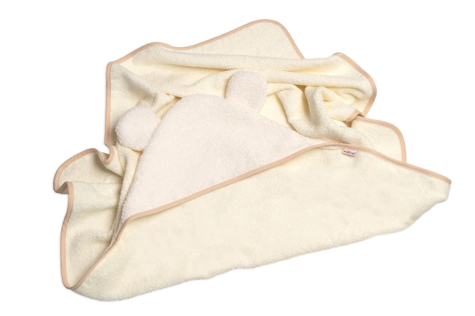 Baby Nellys Kojenecká osuška s kapucí a oušky Boucle 80x80cm, froté -  smetanová