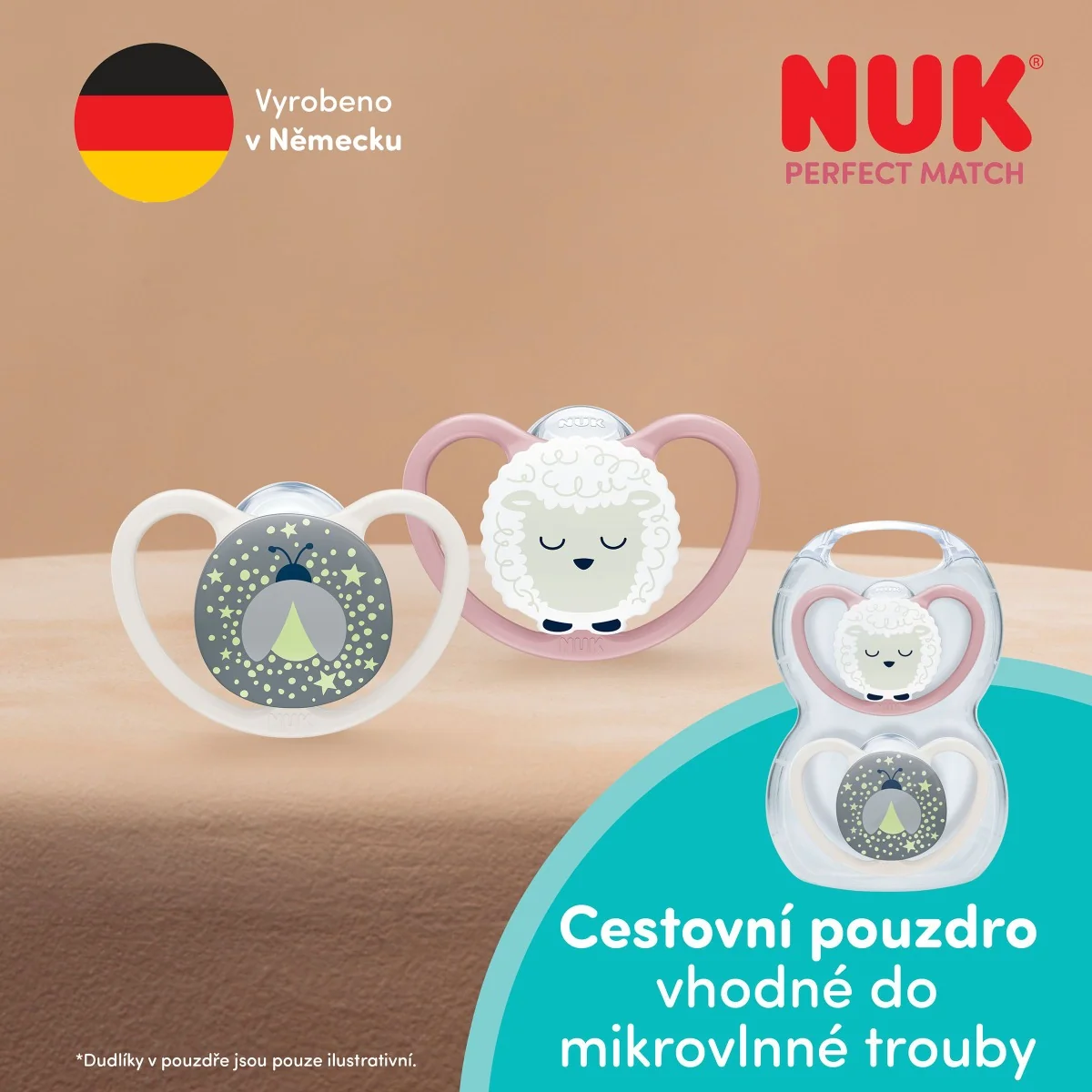 NUK Perfect Match Air Night Dudlík 0–6m box 2 ks firefly/sheep