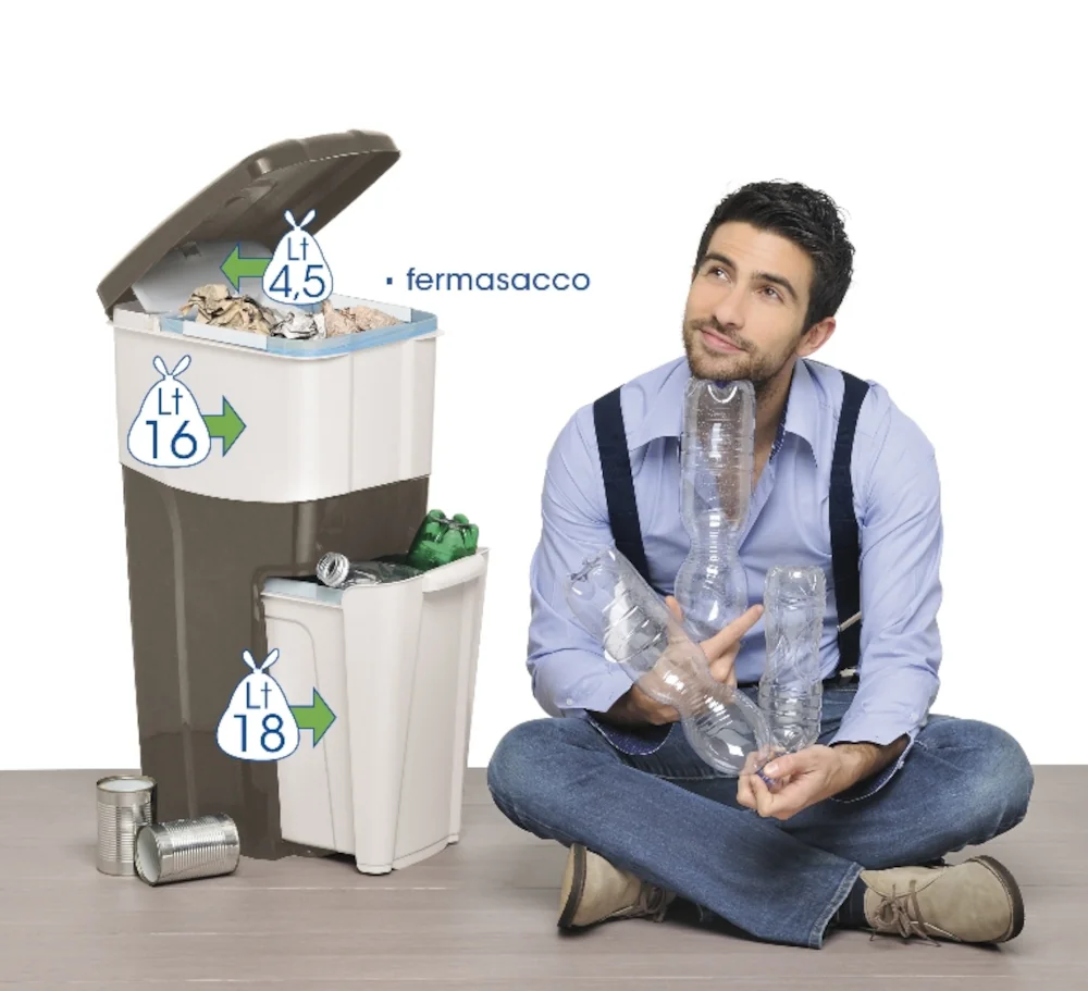 BAMA Odpadkový koš TRYPLA, šedý