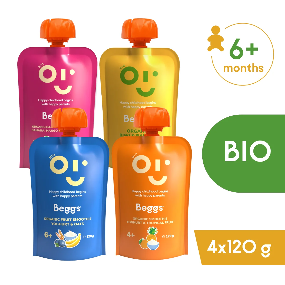 Beggs BIO Mix ovocných kapsiček 4x120 g
