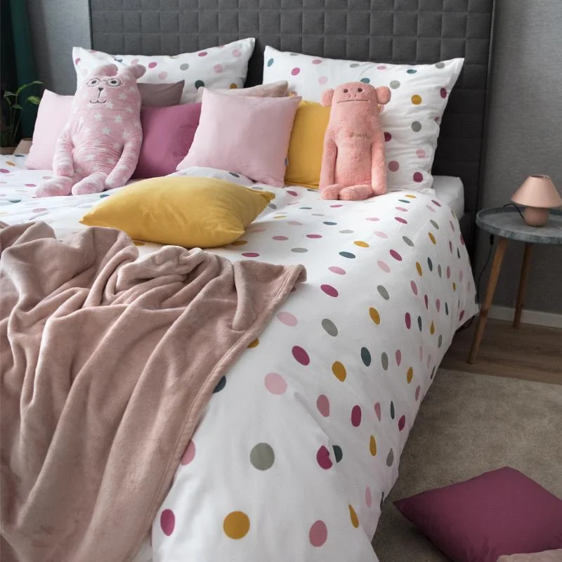 SCANquilt povlečení KLASIK puntíky multi 140 x 200/70 x 90 cm