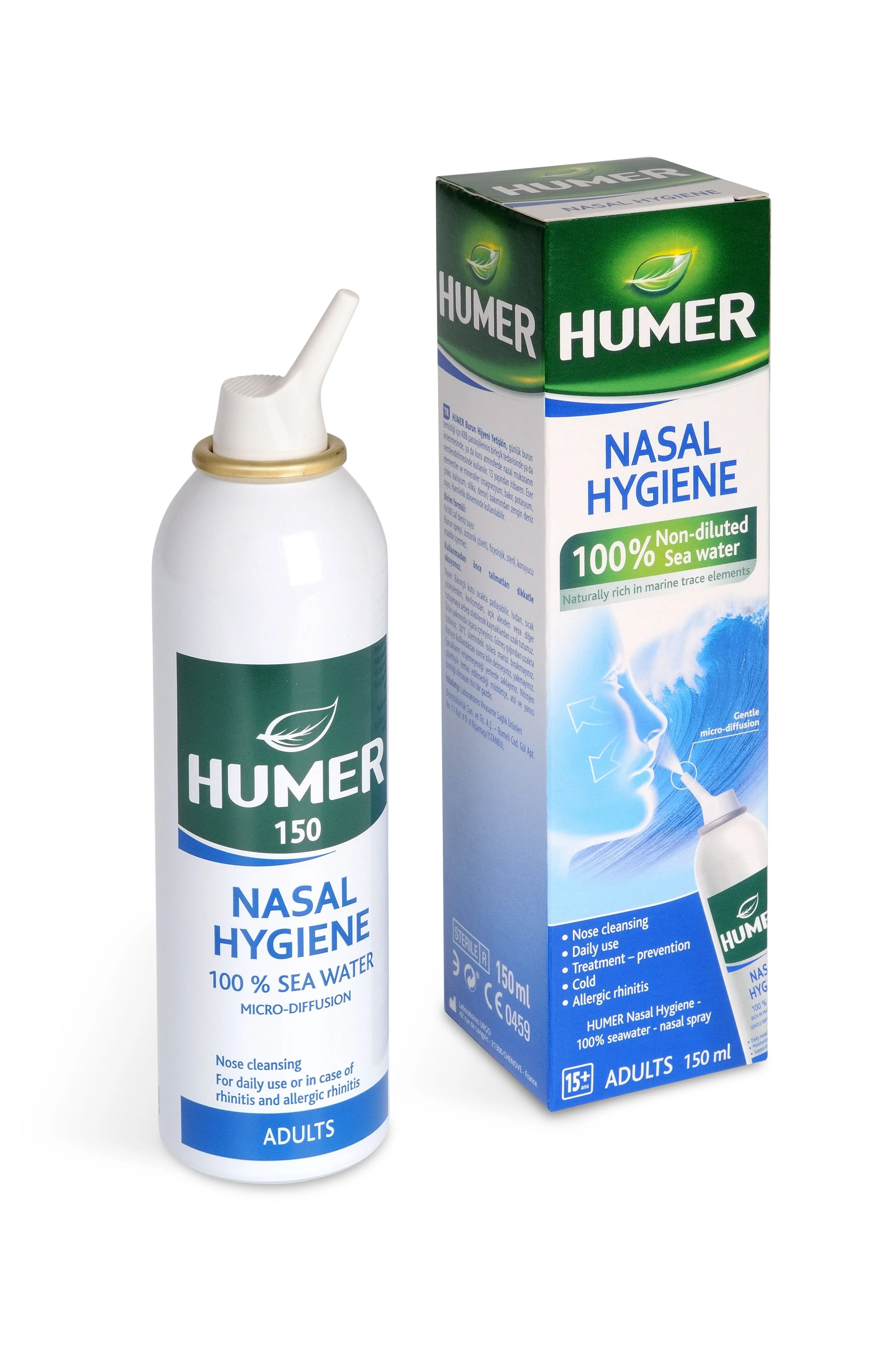 Humer Hygiena nosu pro dospělé 100% mořská voda 150 ml