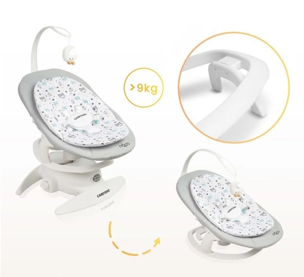 Caretero Elektrické houpátko Noco 2v1 - šedé