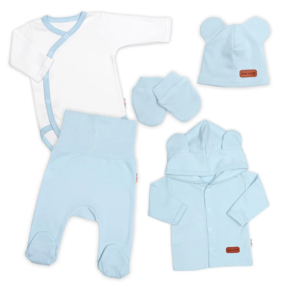 Baby Nellys Bavlněná souprava pro miminko 5D, Made with love, baby blue, vel. 62
