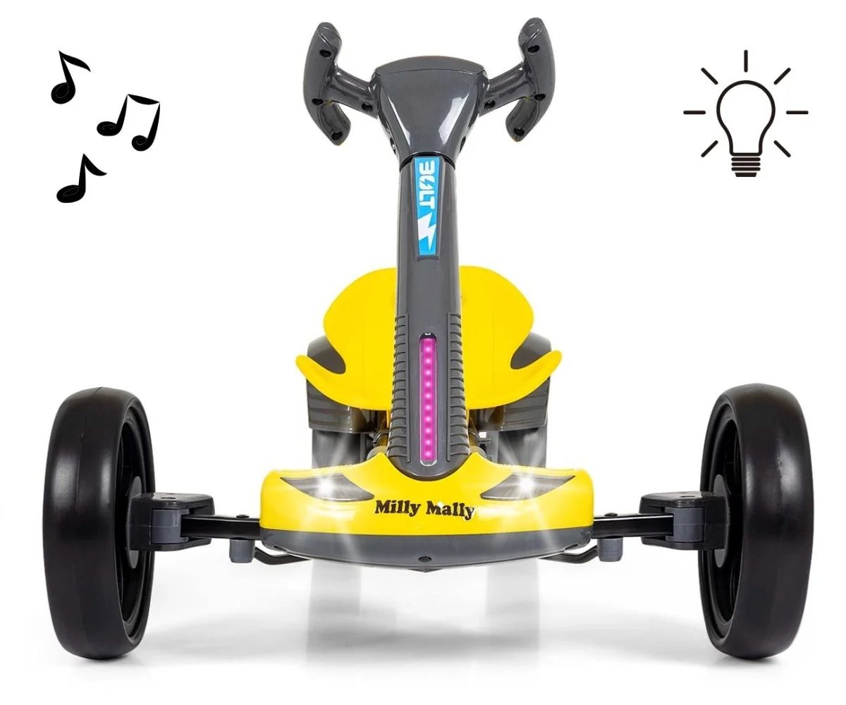 Milly Mally Elektrický gokart BOLT s dálkovým ovládáním, LED, Bluetooth, žlutá 