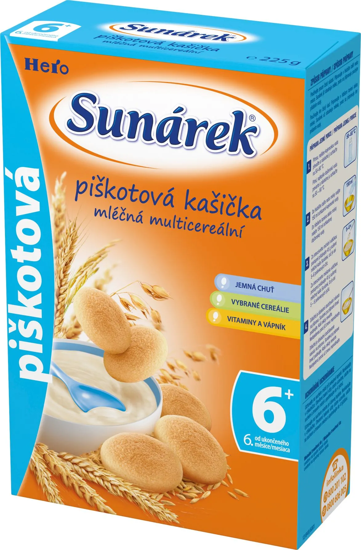 Sunar Mléčná kaše piškotová s 8 cereáliemi 225 g