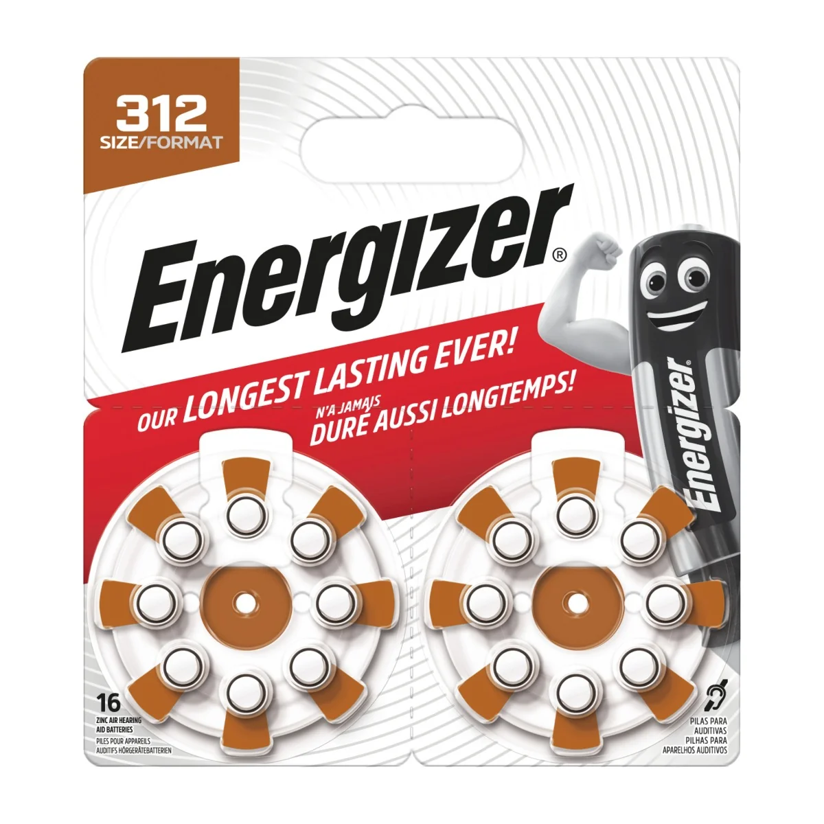 ENERGIZER Zinc Air 312 baterie do naslouchadel 16 ks