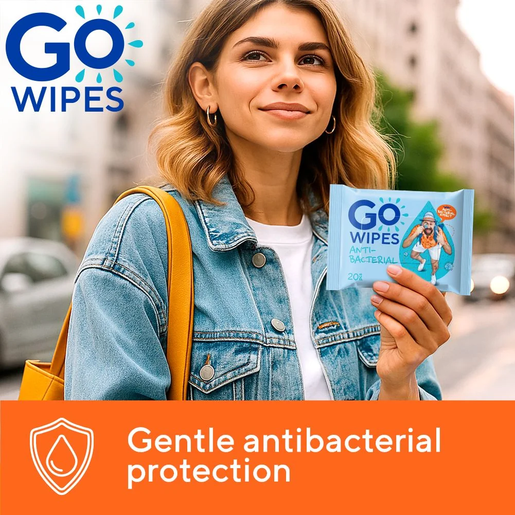 GoWipes Osvěžující vlhčené ubrousky s antibakteriálním účinkem Plastic Free 20 ks