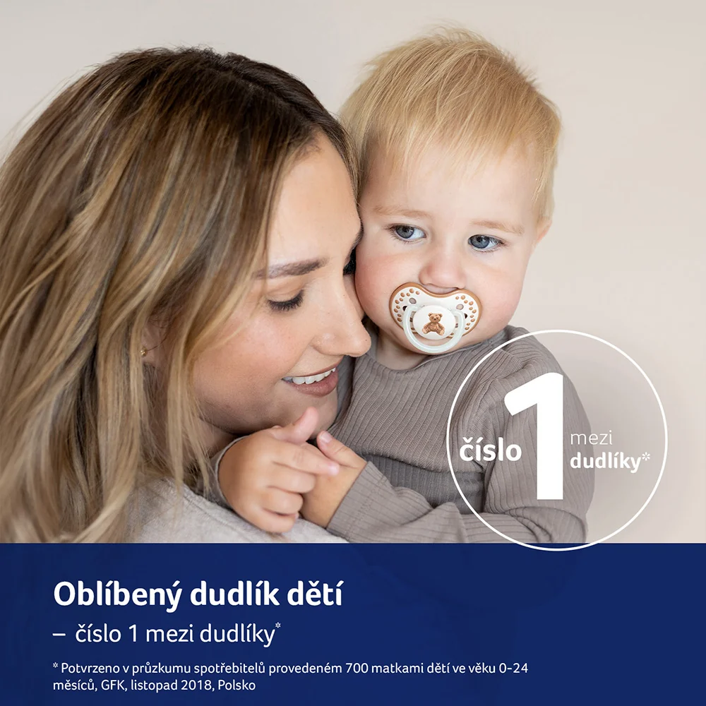 LOVI Teddy Love Dudlík svítící silikonový dynamický 0–6m 2 ks