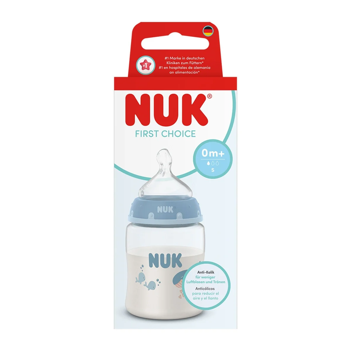 NUK First Choice Láhev 0m+ 150 ml 1 ks whale