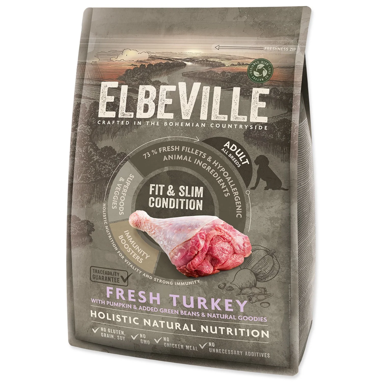 Elbeville Krmivo Adult All Breeds Fit and Slim Condition Fresh Turkey 4kg