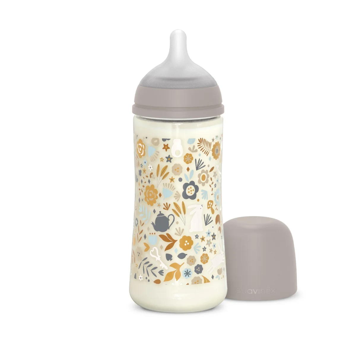 Suavinex Wonderland Kojenecká láhev průtok L 6m+ 360 ml 1 ks liberty krémová
