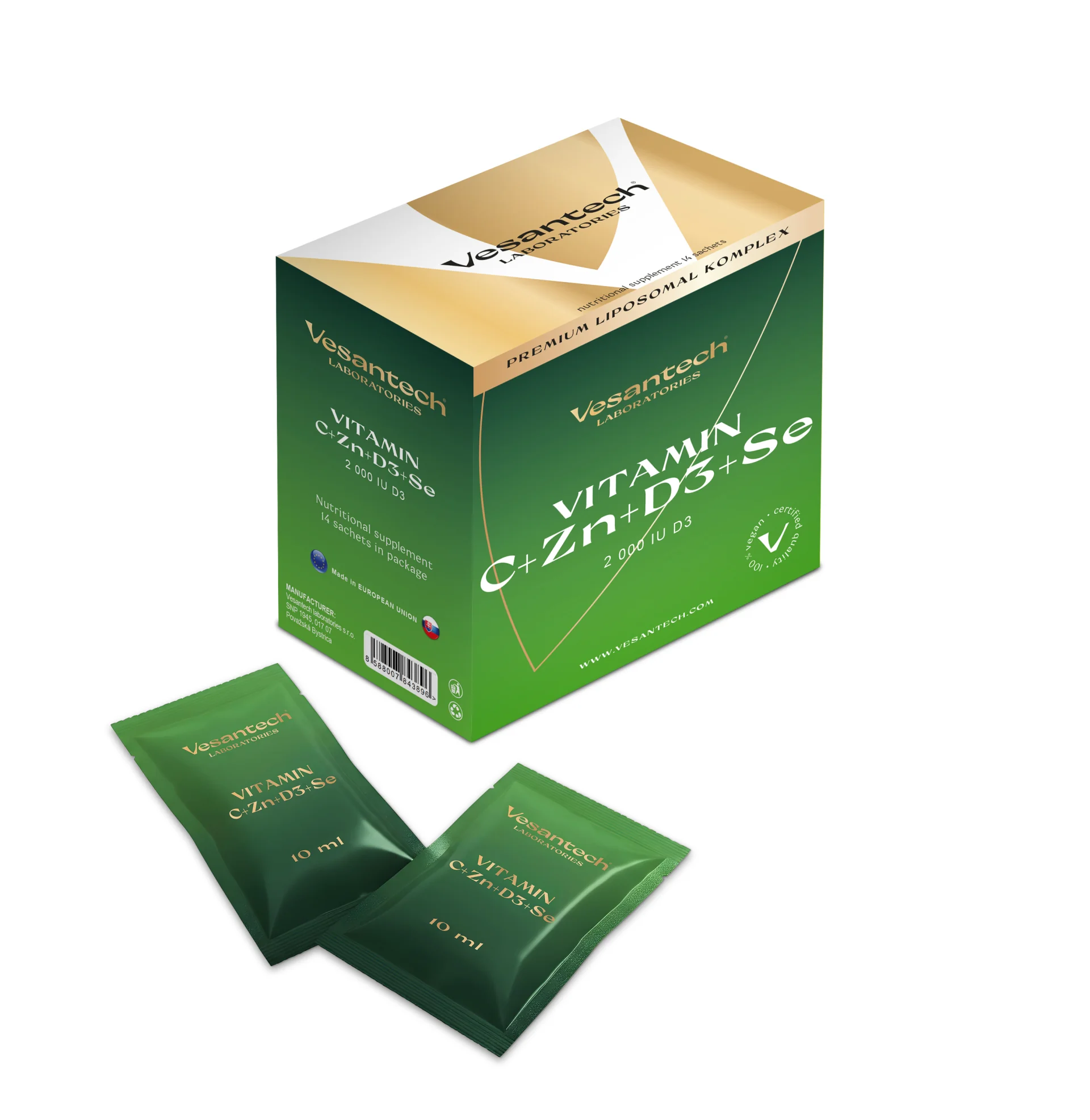 Zdravý svet Prémiový lipozomální vitamín C + zinek + D3 + Se shotbox