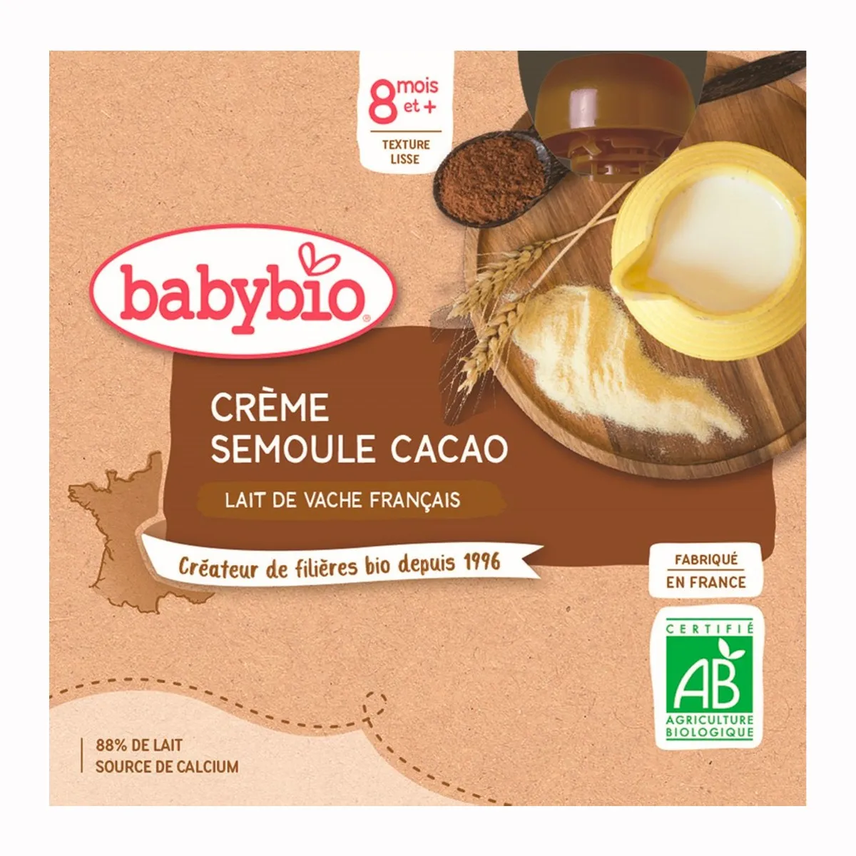 Babybio Mléčný krém Kakao a krupička