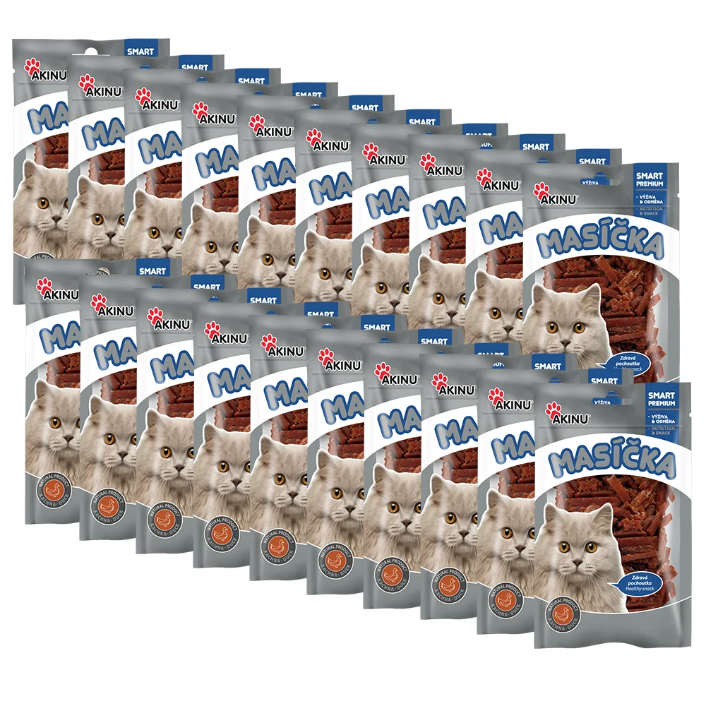 Akinu MASÍČKA Kachní nudličky pamlsek pro kočky 20 x 50 g