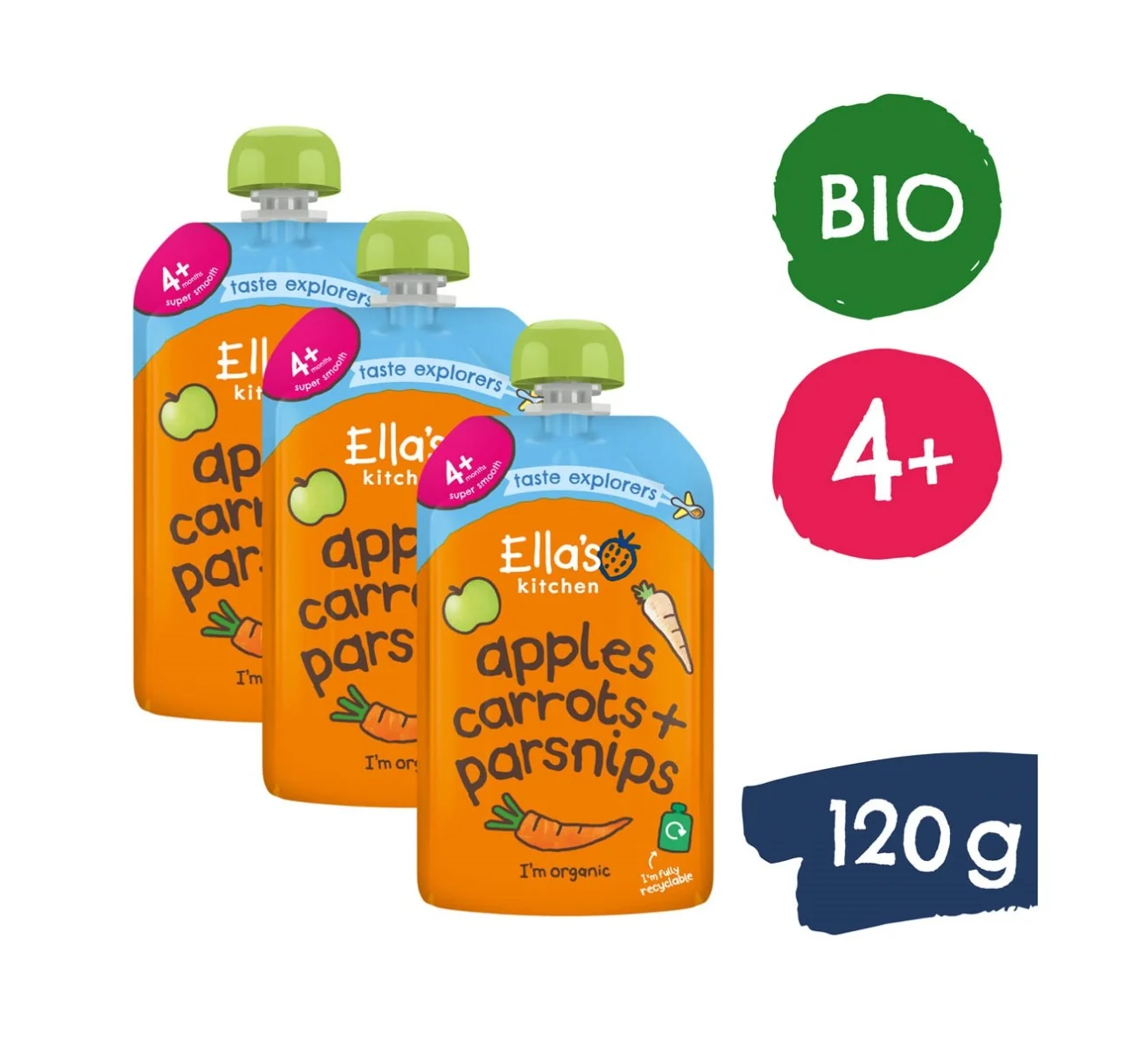 Ellas Kitchen BIO Mrkev, jablko a pastinák kapsička 120 g