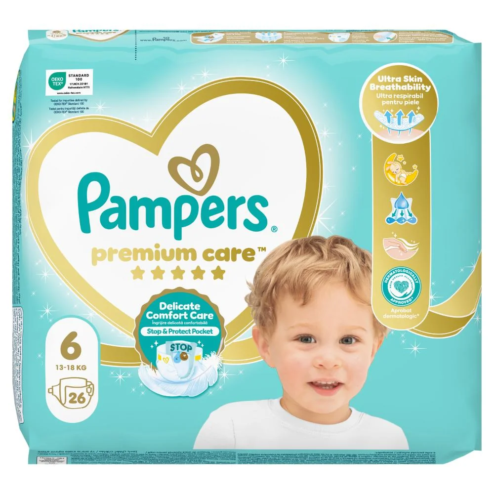 Pampers Premium Care vel. 6 13–18 kg dětské pleny 26 ks
