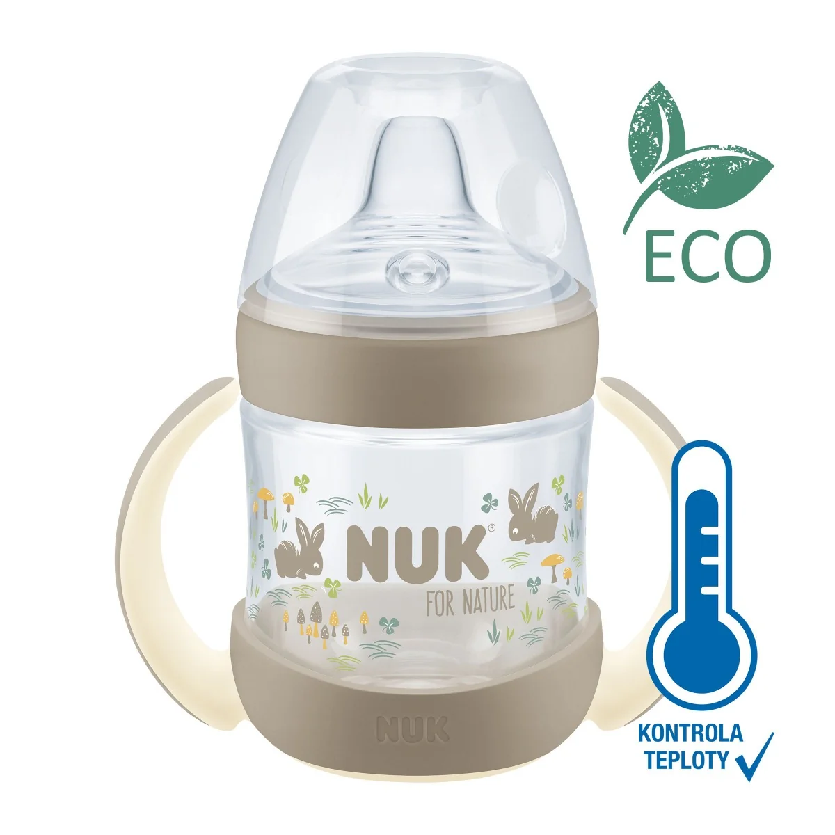 NUK for Nature Lahvička na učení s kontrolou teploty 150 ml 1 ks hnědá