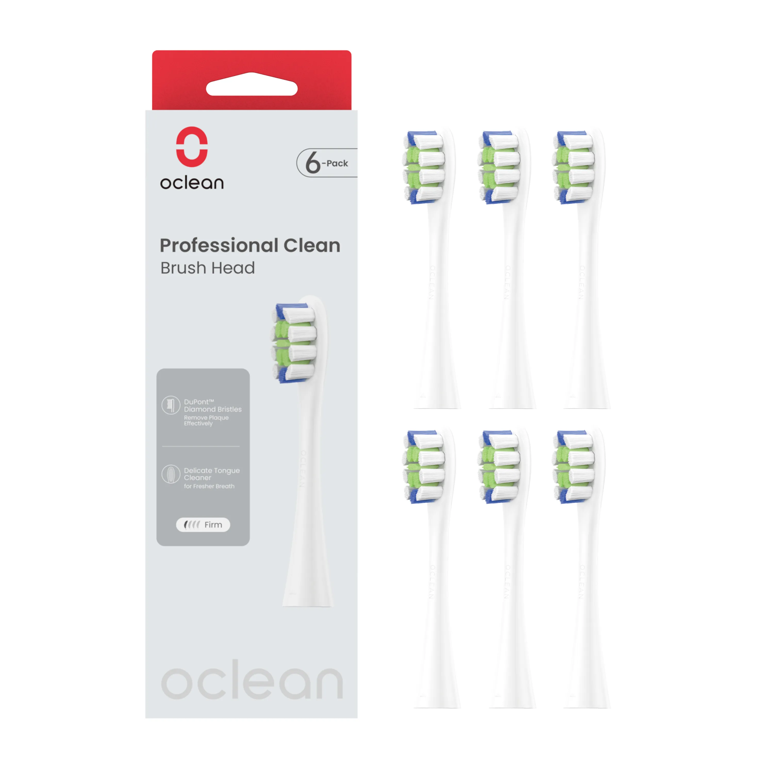 Oclean Professional Clean náhradní hlavice 6 ks bílé