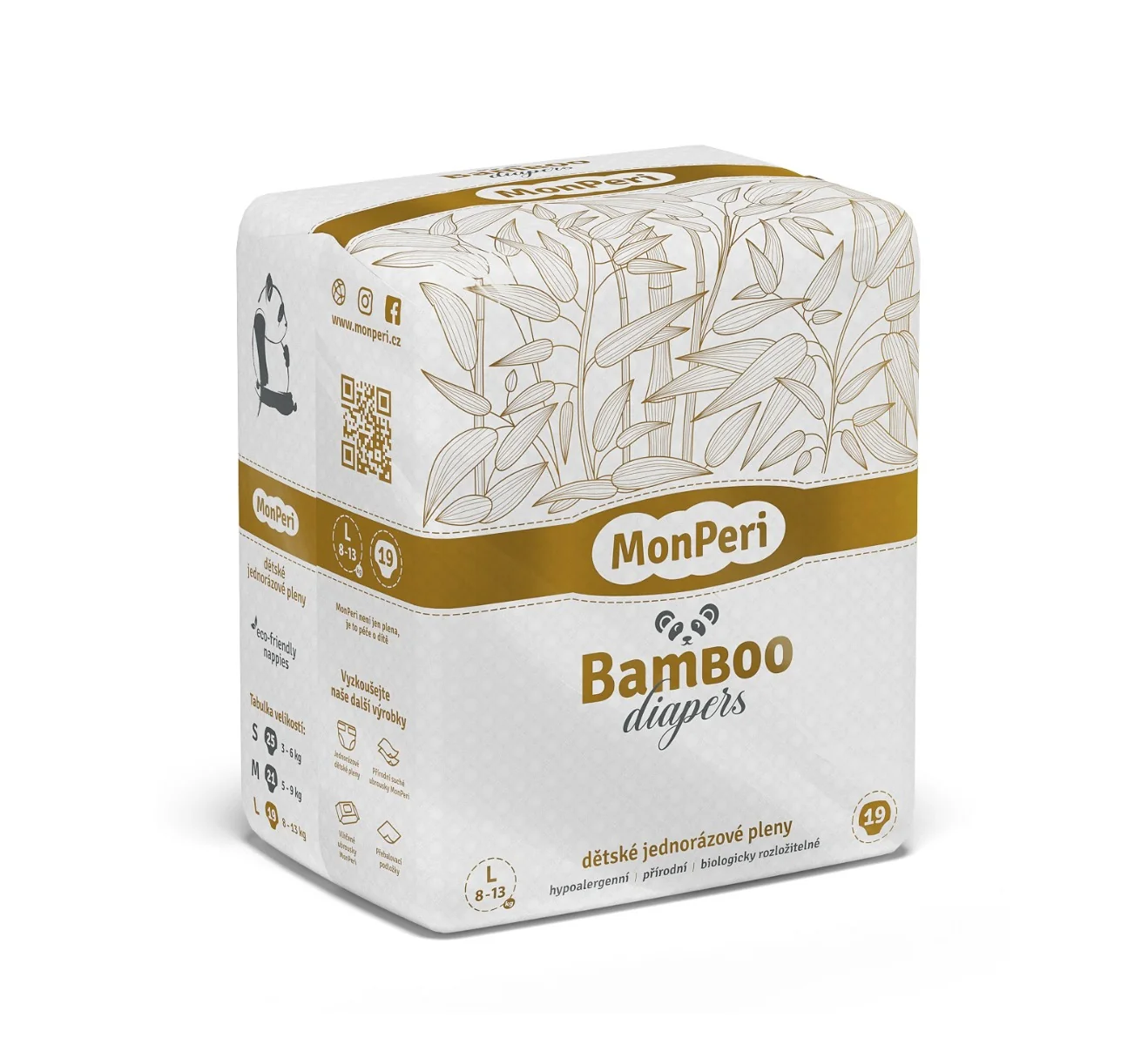 MonPeri Bamboo L 8-13 kg dětské plenky 19 ks