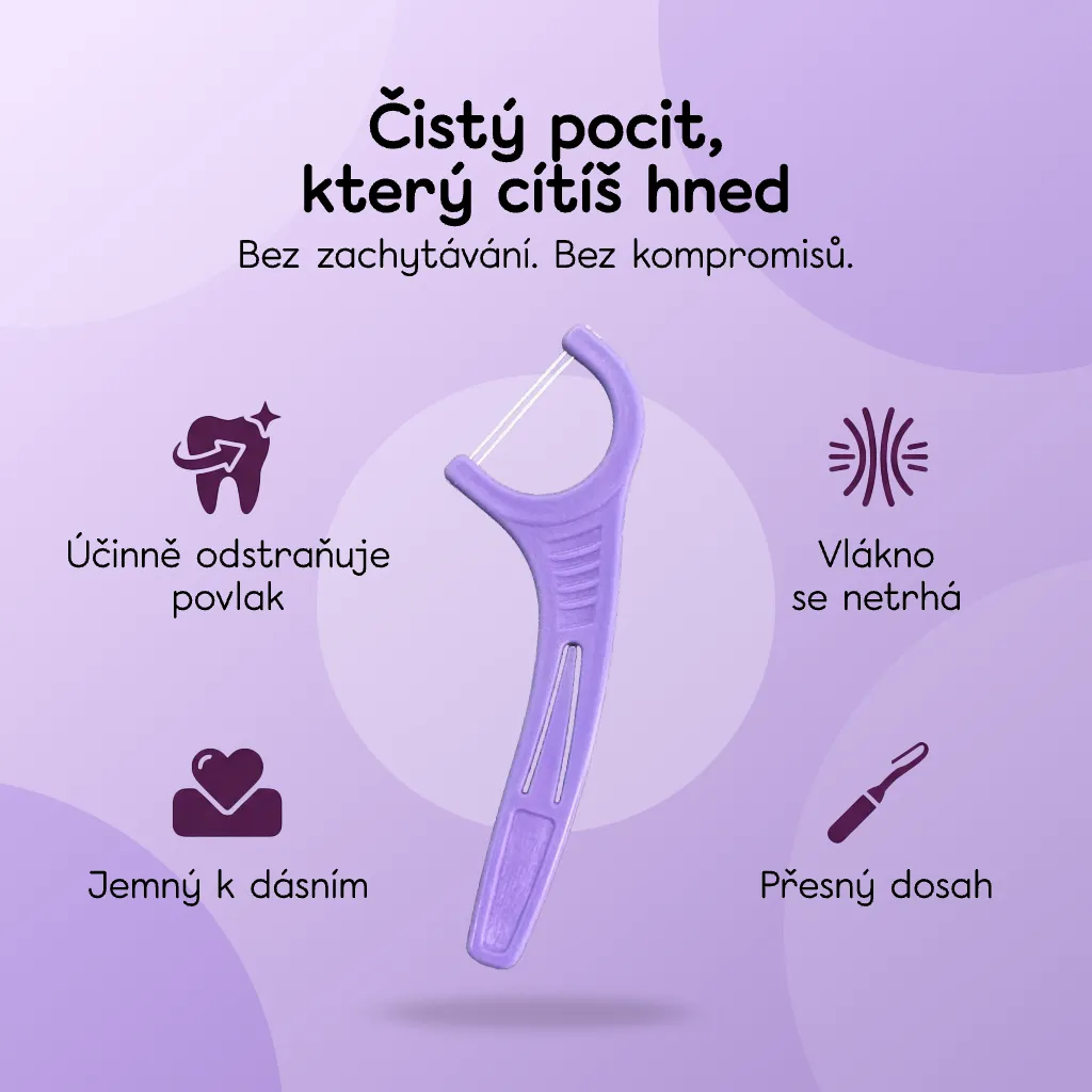 Hello Coco Floss Picks dentální párátka s nití 30 ks