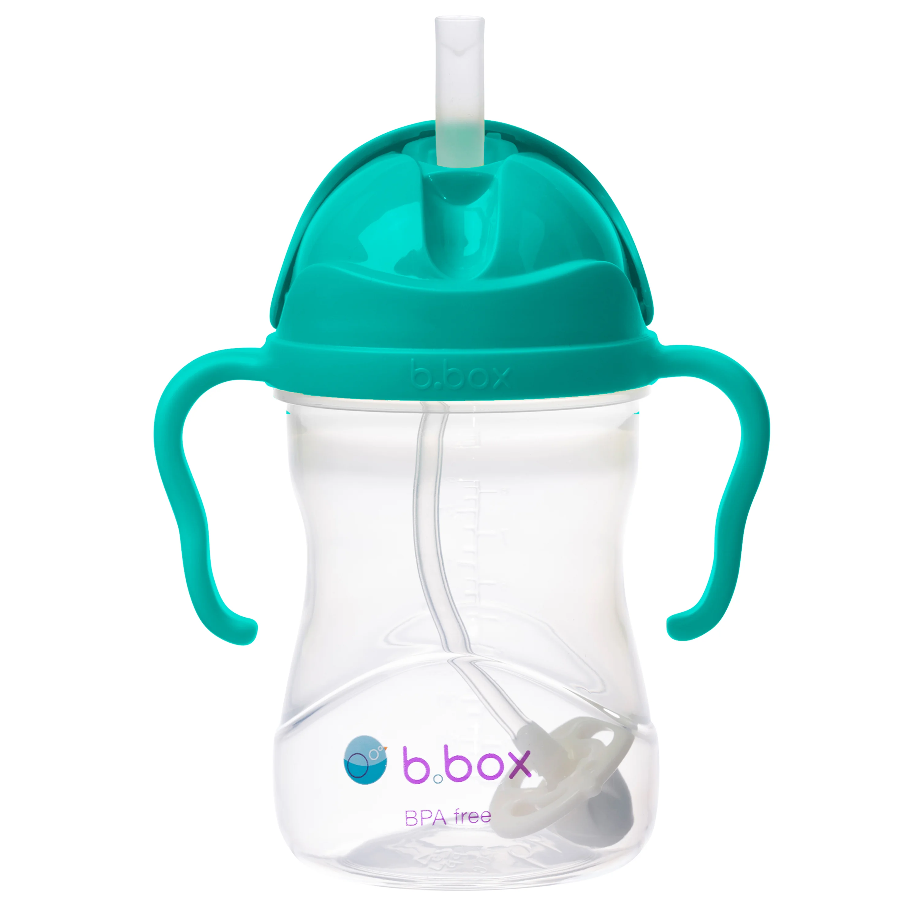 B.BOX Hrneček s brčkem 240 ml nefritově zelený + Náhradní brčka a čistící kartáček