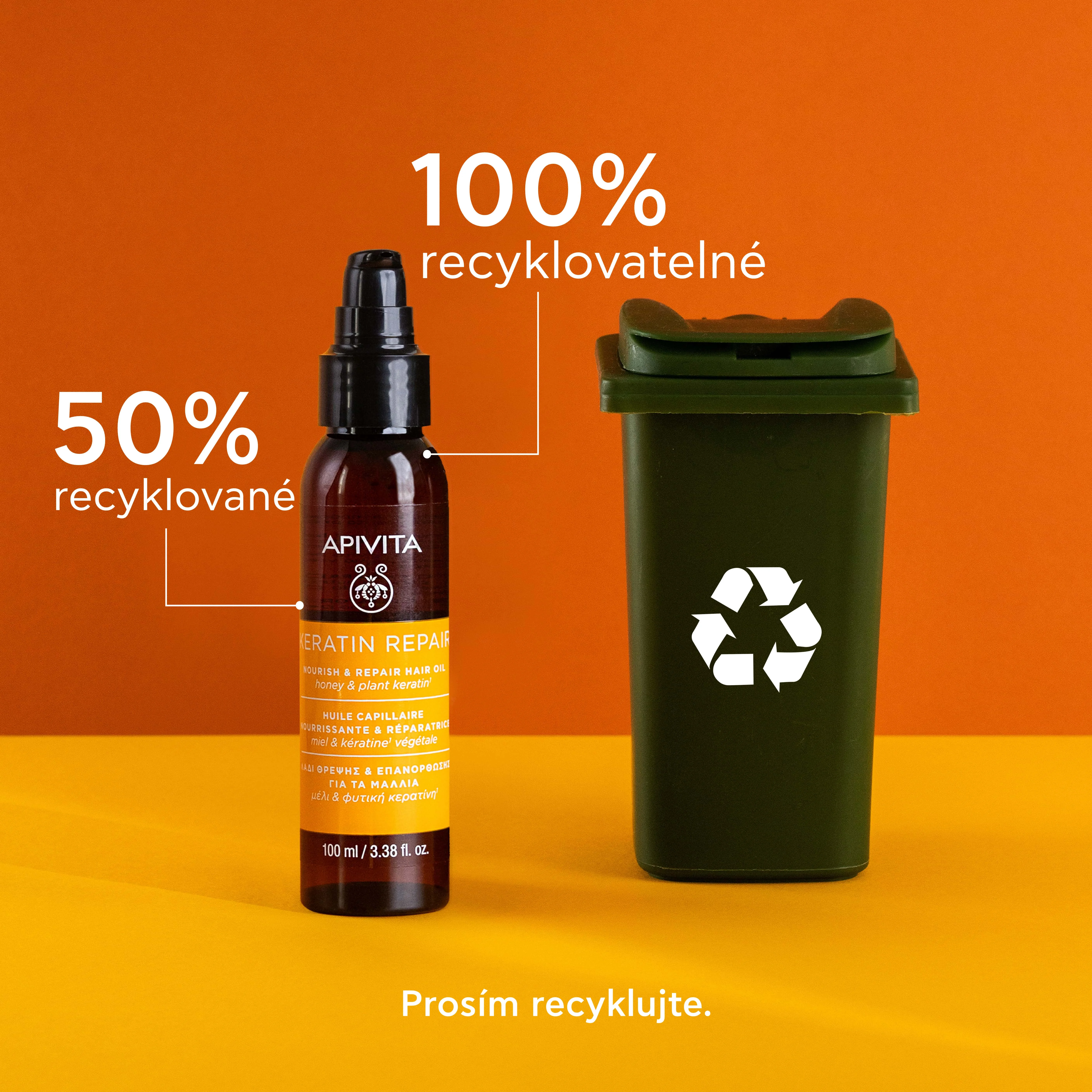 APIVITA Keratin Repair olej na suché a poškozené vlasy 100 ml