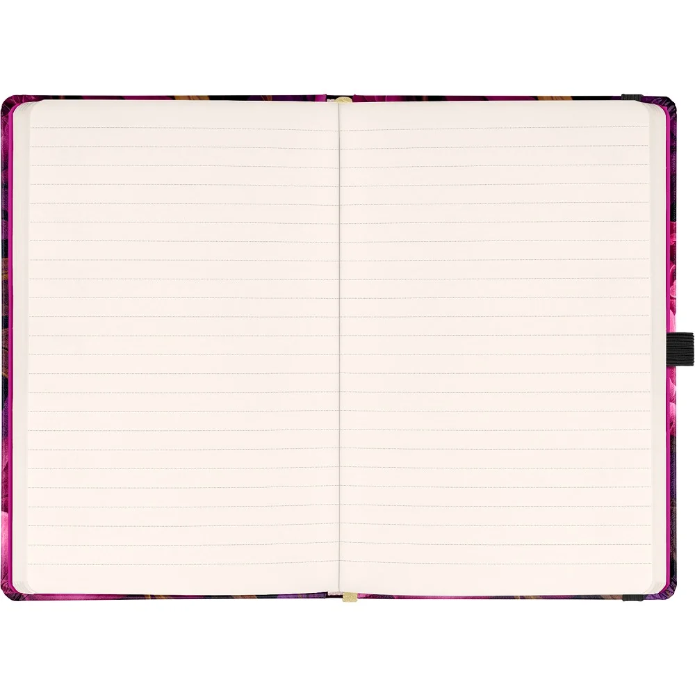 NOTIQUE Notes Fialové květy, linkovaný 13 × 21 cm
