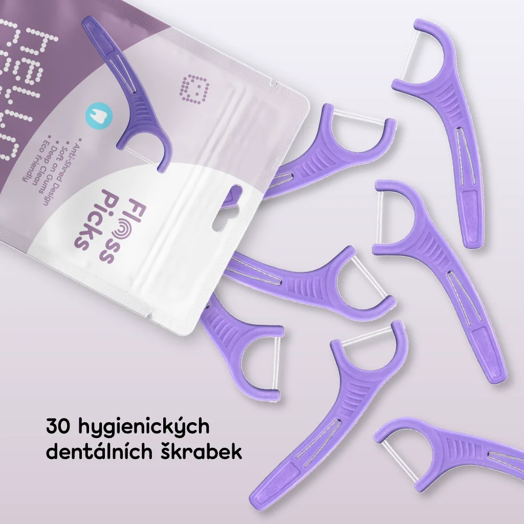 Hello Coco Floss Picks dentální párátka s nití 30 ks