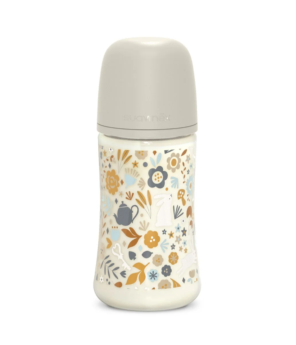 Suavinex Wonderland Kojenecká láhev průtok M 3m+ 270 ml 1 ks liberty krémová