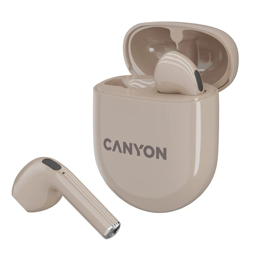 Canyon Bezdrátová stereo sluchátka True wireless TWS-6, béžová 