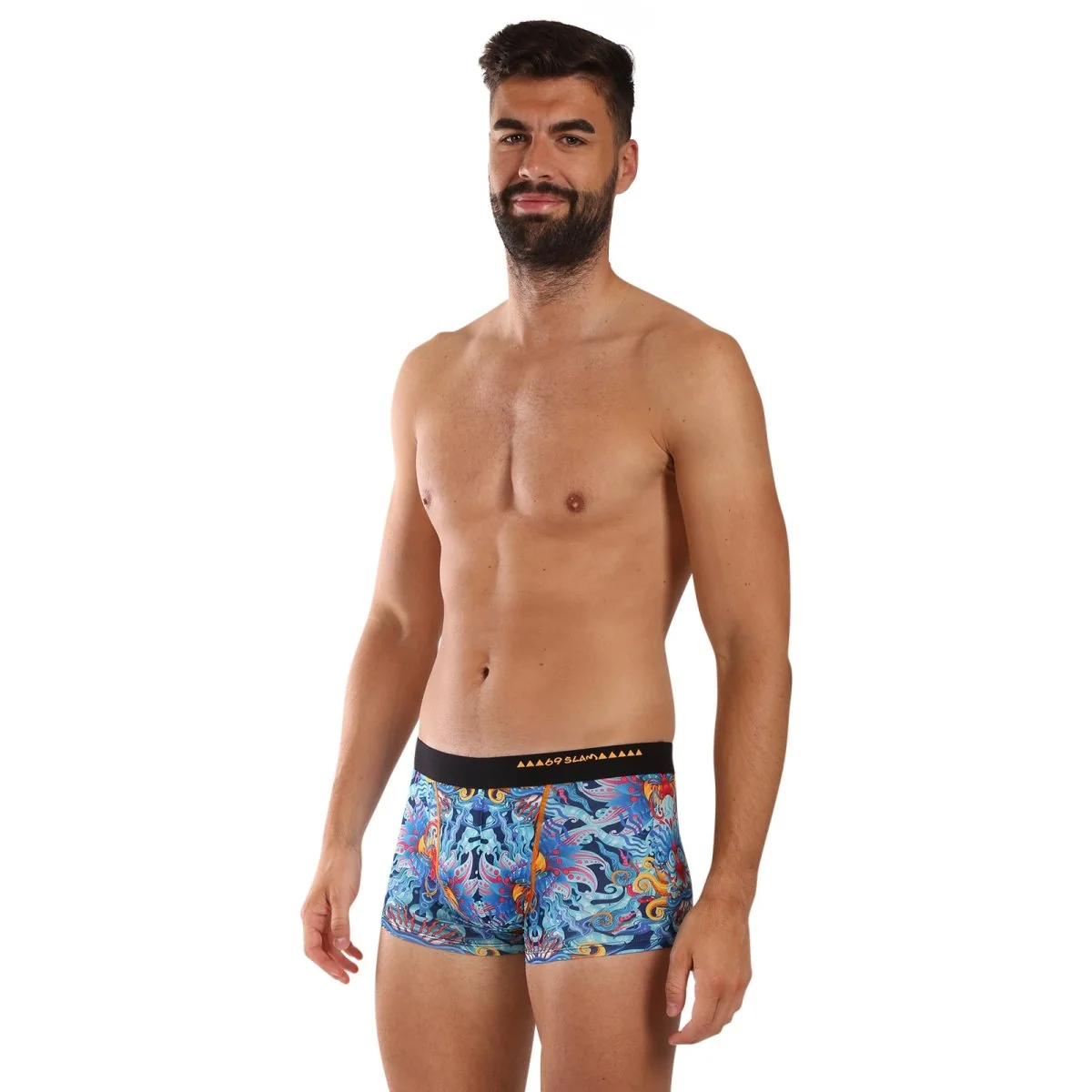 69SLAM Pánské boxerky Hip BLUE HABITAT (MSYBUH-PO) L