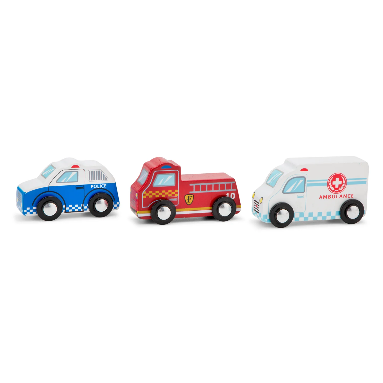 New Classic Toys Sada dřevěných mini záchranářských vozidel - 3 ks