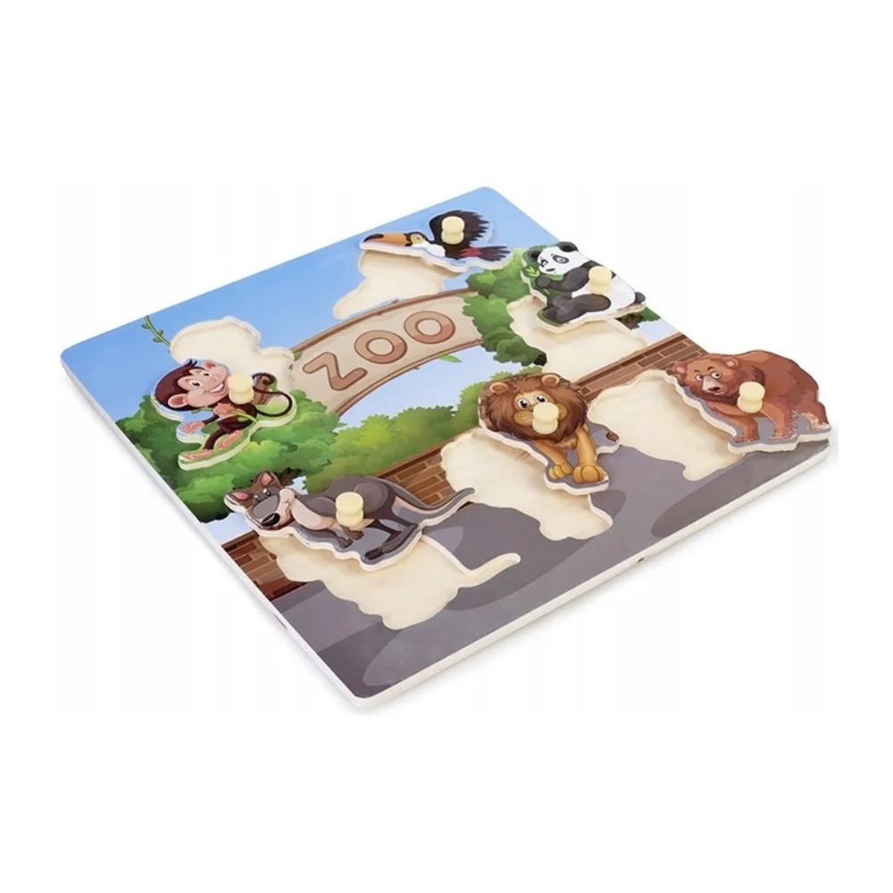 TULIMI Dřevěné zábavné, vkládací puzzle - Zoo - 6 dílků