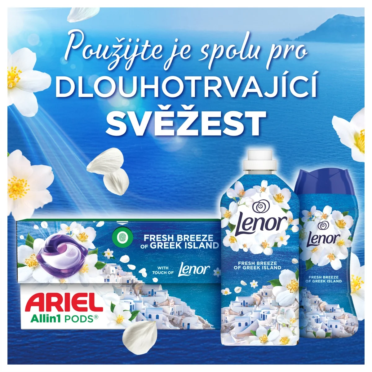 Ariel Fresh Breeze Of Greek Island Allin1 kapsle na praní 30 ks