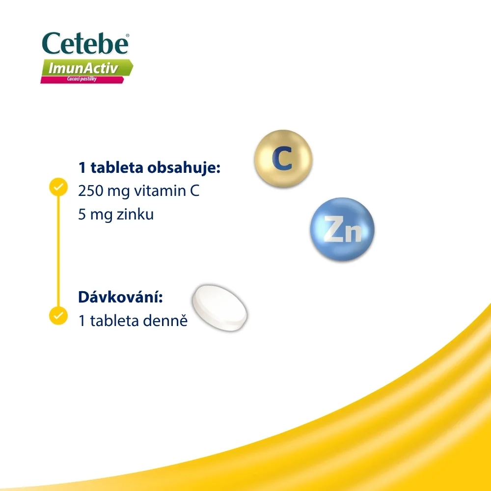 Cetebe ImunActiv Vitamin C + zinek 20 cucavých pastilek