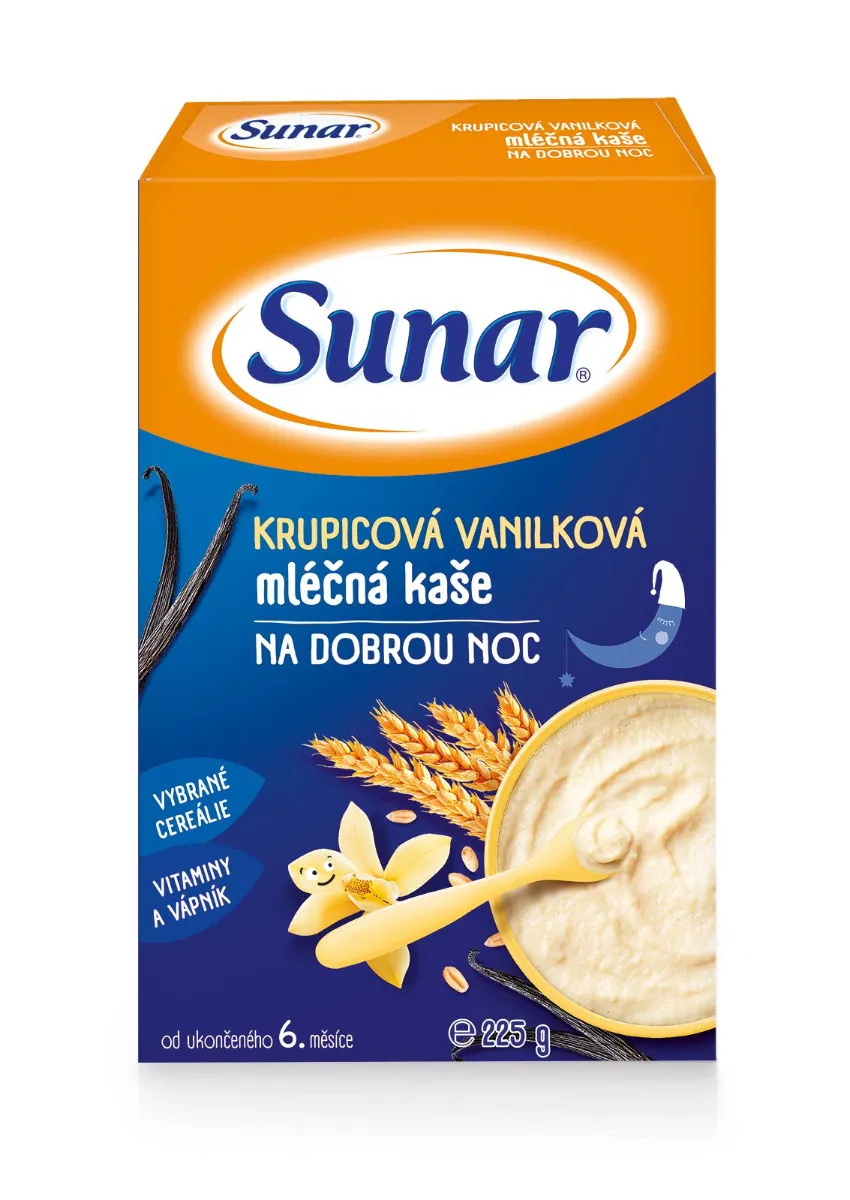 Sunar Mléčná kaše na dobrou noc krupicová vanilková