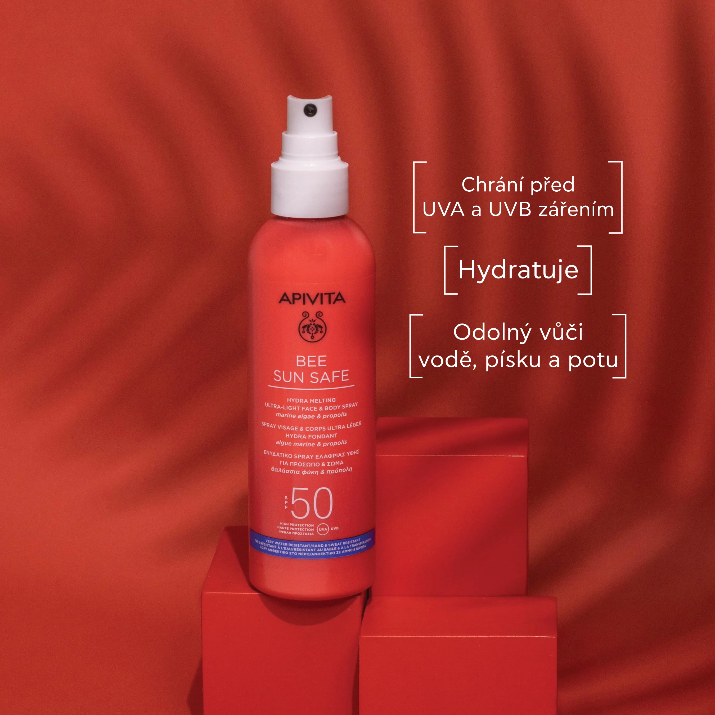 APIVITA Bee Sun Safe Hydra Melting SPF50 lehký sprej na tělo i obličej 200 ml