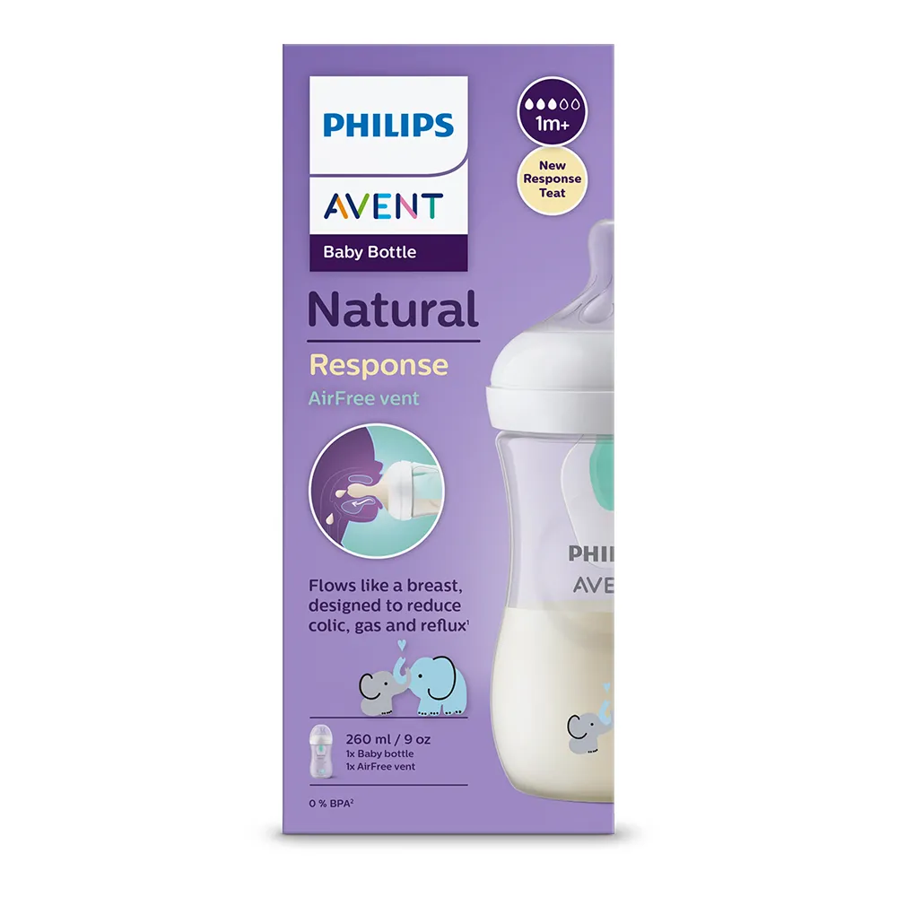 Philips Avent Natural Response Láhev s ventilem AirFree 1m+ 260 ml slon