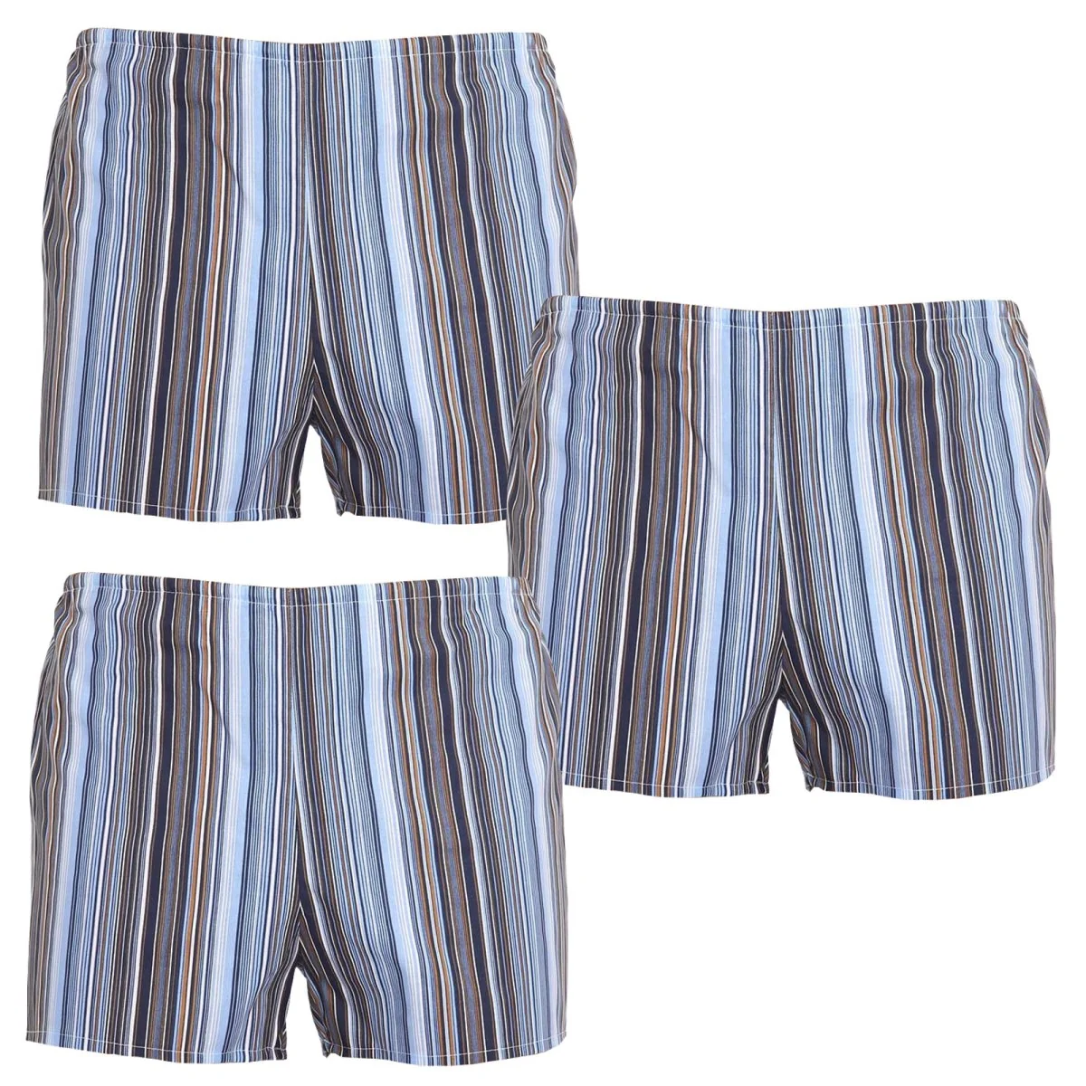Foltýn 3PACK klasické pánské trenky vícebarevné nadrozměr 4XL proužky