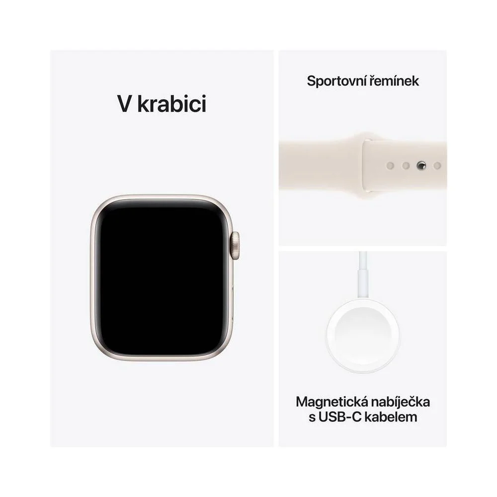 Apple Watch SE 44 mm S/M sport band chytré hodinky starlight