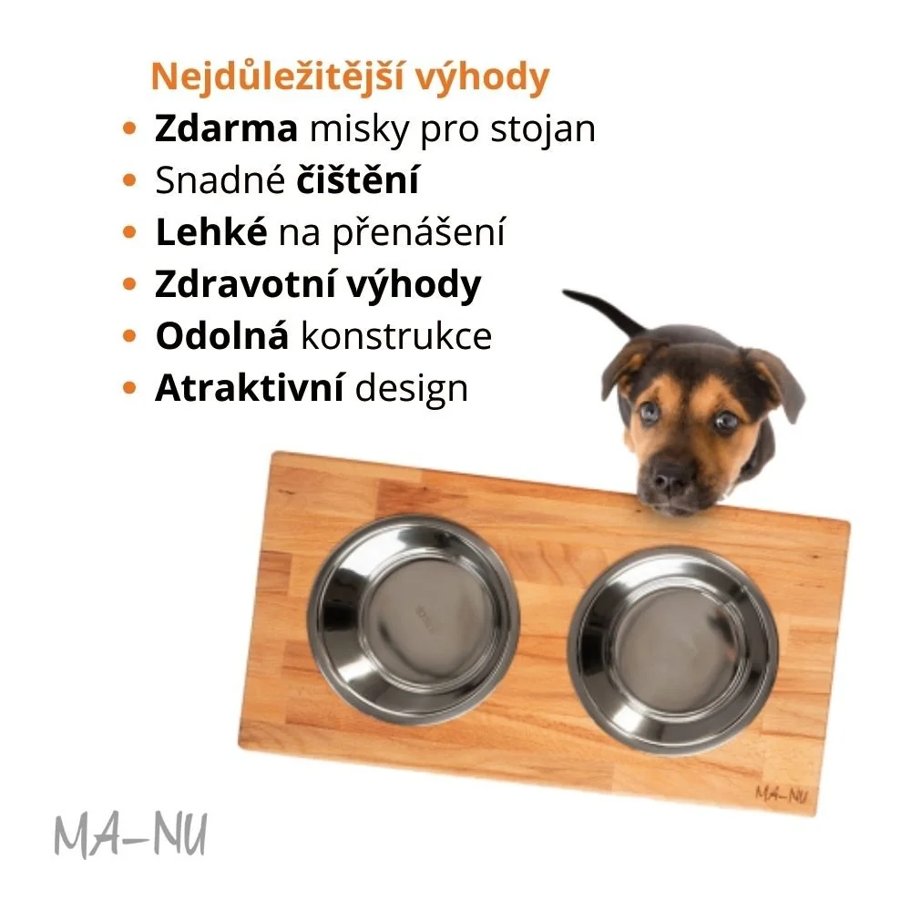 MA-NU Stojan na psí misky Black Middle Velikost: S